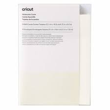 CC-2009985 2009985 - Cricut Watercolor Cards White 10pk R40 Cards in Ivory 12.1x16.8cm; 10 Envelopes in White; Dimensions: R40 Cards 4.75 in x 6.6 in (12.1 cm x 16.8 cm), Envelopes 5.1 in x 7.25 in (13 cm x 18.4 cm); Made of cold-pressed watercolor paper; Easy to customize with specialized Cricut® Card Mat & Cricut Watercolor Markers (sold separately); For Cricut® cutting machines - Image 1