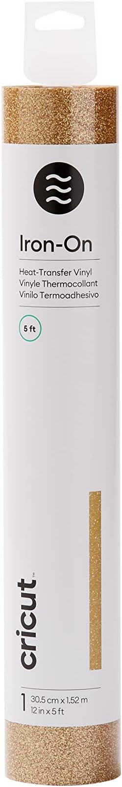 CC-2010418 2010418 - Cricut Smart Iron-On Joy Xtra 24.1x48cm (Prismatic Glitter Gold); 1 roll 9.5 in x 19 in (24.1 cm x 48.3 cm); Works without a machine mat – just load & go!; Micro-plastic- and flake-free material - Image 1