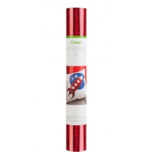 CC-HOLO-SPARKLE-IRON-ON-RD 2004137 - Cricut Holographic Sparkle Iron-On 30x60cm (Red); ; 1 roll 12 in. x 24 in. Holographic Sparkle Iron-on; Perfect for custom fashion and accessories, bags, pillows, party and home décor, and more; Cricut® machines cut intricate images through iron-on heat transfer film while leaving the backing intact for easy application - Image 1