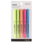 2006258 - Cricut Explore/Maker Infusible Ink Medium Point Pen Set 5-pack (Brights) 1.0mm; 5 medium point (1.0) markers in Neon Pink, Neon Blue, Neon Orange, Neon Yellow, Neon Green; Produces vibrant, pro-quality transfers that last a lifetime; Requires compatible Infusible Ink blank (sold separately) and Cricut EasyPress™ 2 or heat press that reaches 400°F (205°C); Transferred inks never flake, peel, fade, crack, or wrinkle