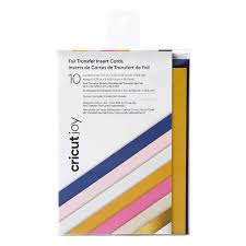 CC-INSRT-CS-SENSEI 2009224 - Cricut Joy Insert Cards 11.4x15.9cm 10-Pack (Sensei Sampler) With Foil Sheets; 10 cards (4 Twilight, 3 Tulip, 3 Powder Blue); 10 inserts (4 Mustard, 3 Party Pink, 3 Khaki); 10 Foil Transfer Sheets (5 Gold, 5 Silver); 10 White envelopes; Dimensions: Cards 11.43 cm x 15.9 cm (4.5 in x 6.25 in), Inserts 10.8 cm x 15.2 cm (4.25 in x 6 in), Foil Transfer Sheets 10.2 cm x 15.2 cm (4 in x 6 in), Envelopes 11.6 cm x 16.5 cm (4.6 in x 6.5 in); Easy to cut designs with specialized Cricut Joy™ Card Mat (sold separately); Requires Cricut Joy™ Foil Transfer Tool (sold separately); For Cricut Joy™ - Image 1