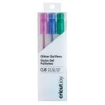 2007080 - Cricut Joy Medium Point Gel Pen Set 3-pack (Glitter Pink, Blue, Green) 0.8mm; 3 medium point (0.8) pens in Pink, Blue, Green; Embellish your projects with personal notes or drawings; Ideal for mermaid-themed event invitations, decorations for birthday bashes, or adding a "handwritten" message to any project; For Cricut Joy™