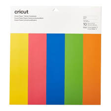 CC-SMART-STCKR-CS-10SHT-BB 2008318 - Cricut Smart Sticker Cardstock 33x33cm 10 sheets (Brilliant Bows); 10 sheets (5 colors, 2 each) 13 in x 13 in (30.5 cm x 30.5 cm) in Yellow, Cardinal Red, Cornflower, Bright Green, Tangerine; Skip the glue for hassle-free paper projects; Works without a cutting mat – just load & go!; Smooth, medium weight (210 gsm / 78 lb); For Cricut Maker® 3 & Cricut Explore® - Image 1