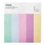2008320 - Cricut Smart Sticker Cardstock 33x33cm 10 sheets (Pastels); 10 sheets (5 colors, 2 each) 13 in x 13 in (30.5 cm x 30.5 cm) in Mint, Powder Blue, Petal, Lilac, Butter; Skip the glue for hassle-free paper projects; Works without a cutting mat – just load & go!; Smooth, medium weight (210 gsm / 78 lb); For Cricut Maker® 3 & Cricut Explore® 3