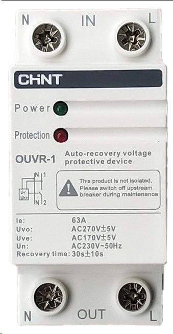 CHINT-OUVR-1-80A-1PN-BE AC Over Under Voltage Relay 80A 1P+N Bottom Singe phase - Image 1