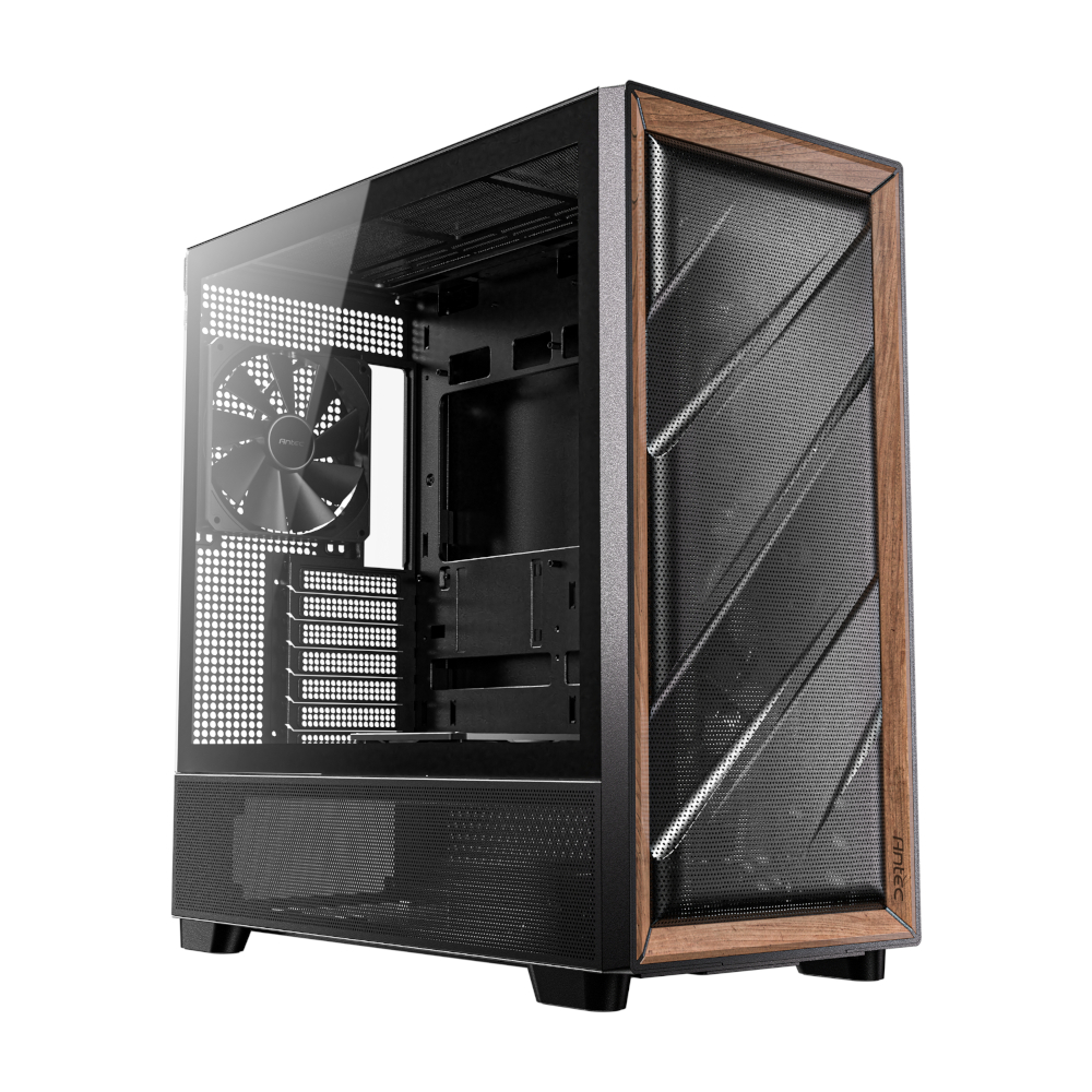 FLUX_wr_02 Antec FLUX E-ATX | ATX | Micro-ATX | ITX Mid-Tower Gaming Chassis Wood Front Panel- Black - Image 1