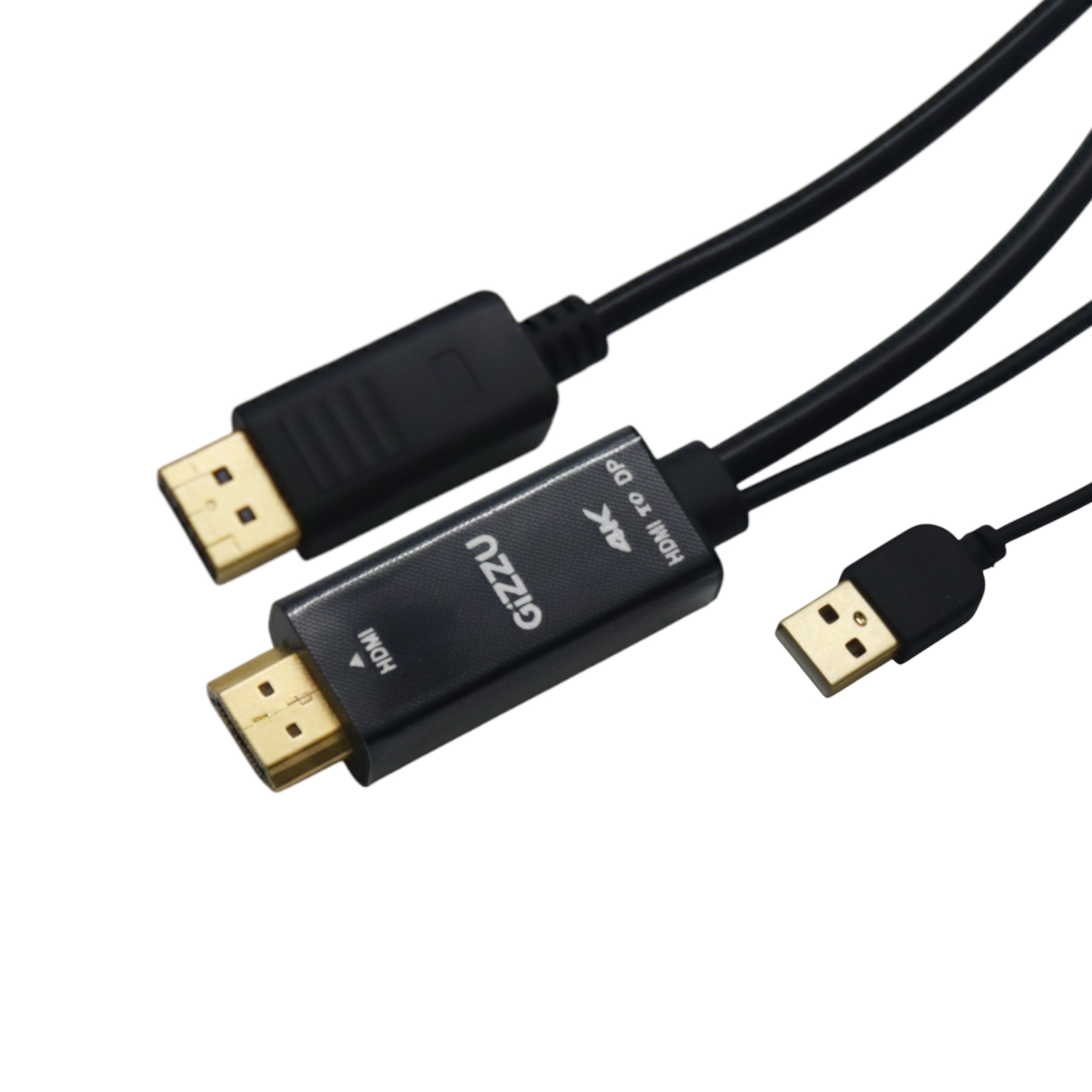 GCPHDP18_Gizzu-4K-HDMI-to-DP-Cable-1.8m-Black_wr_01a Gizzu 4K HDMI to DP Plus Power Cable 1.8m Poly - Image 1