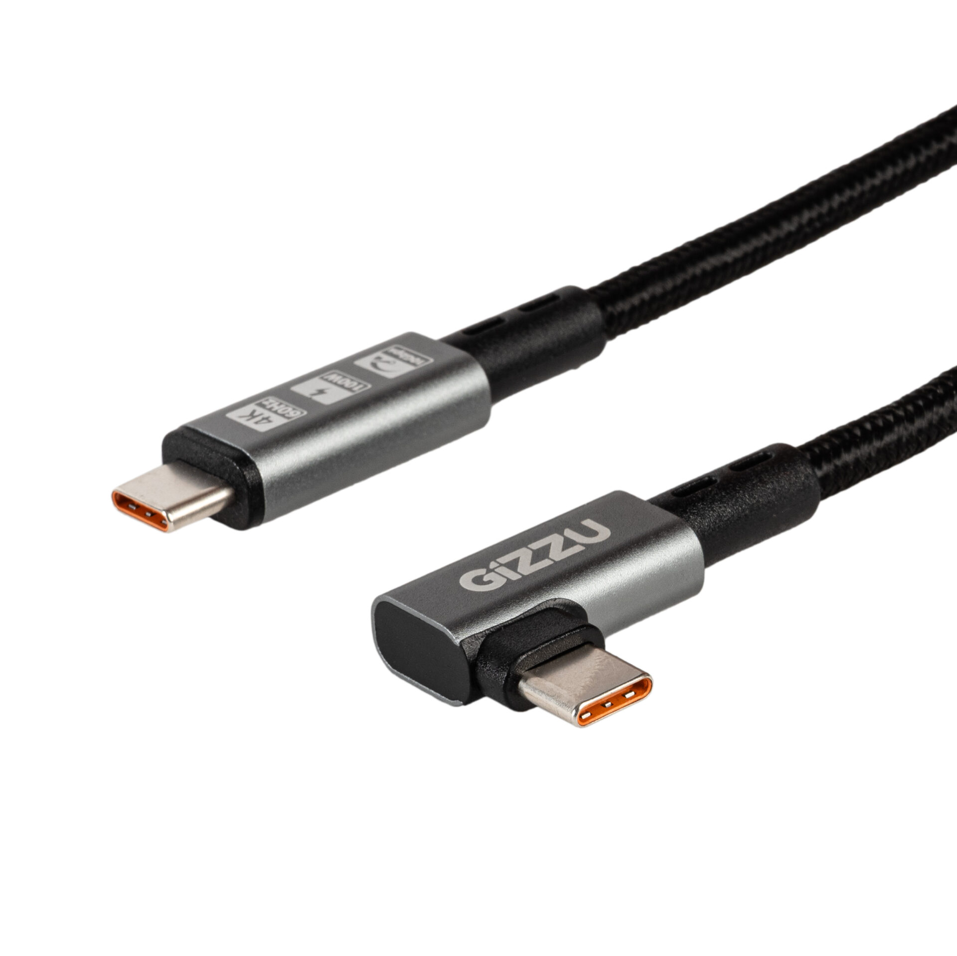 GIZZU-GCPCC10010G90-01-100W-10Gbps-Type-C-Angled-1m-Cable_ANGLED-9154-Edit_2500x2500 Gizzu Type-C 3.2 to Type-C 10Gbps 100W Angled Cable 1M Poly - Image 1