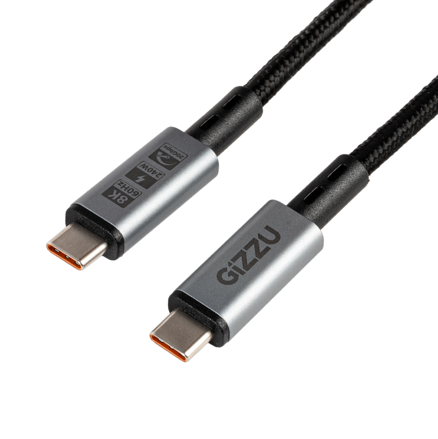 GIZZU-GCPCC24020G-01-240W-20Gbps-Type-C-1m-Cable_ANGLED-9122-Edit_1500x1500 Gizzu Type-C 3.2 to Type-C 20Gbps 240W Cable 1M Poly - Image 1