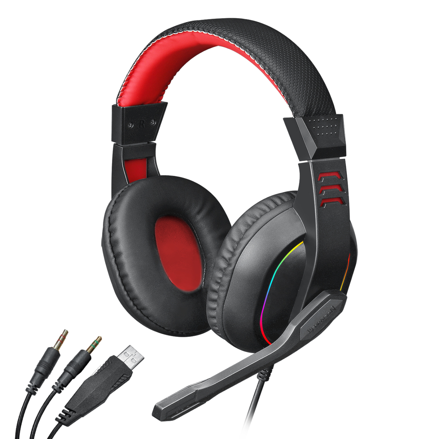 H120-RGB-wr-06 REDRAGON Over-Ear ARES RGB Aux Gaming Headset - Black - Image 1