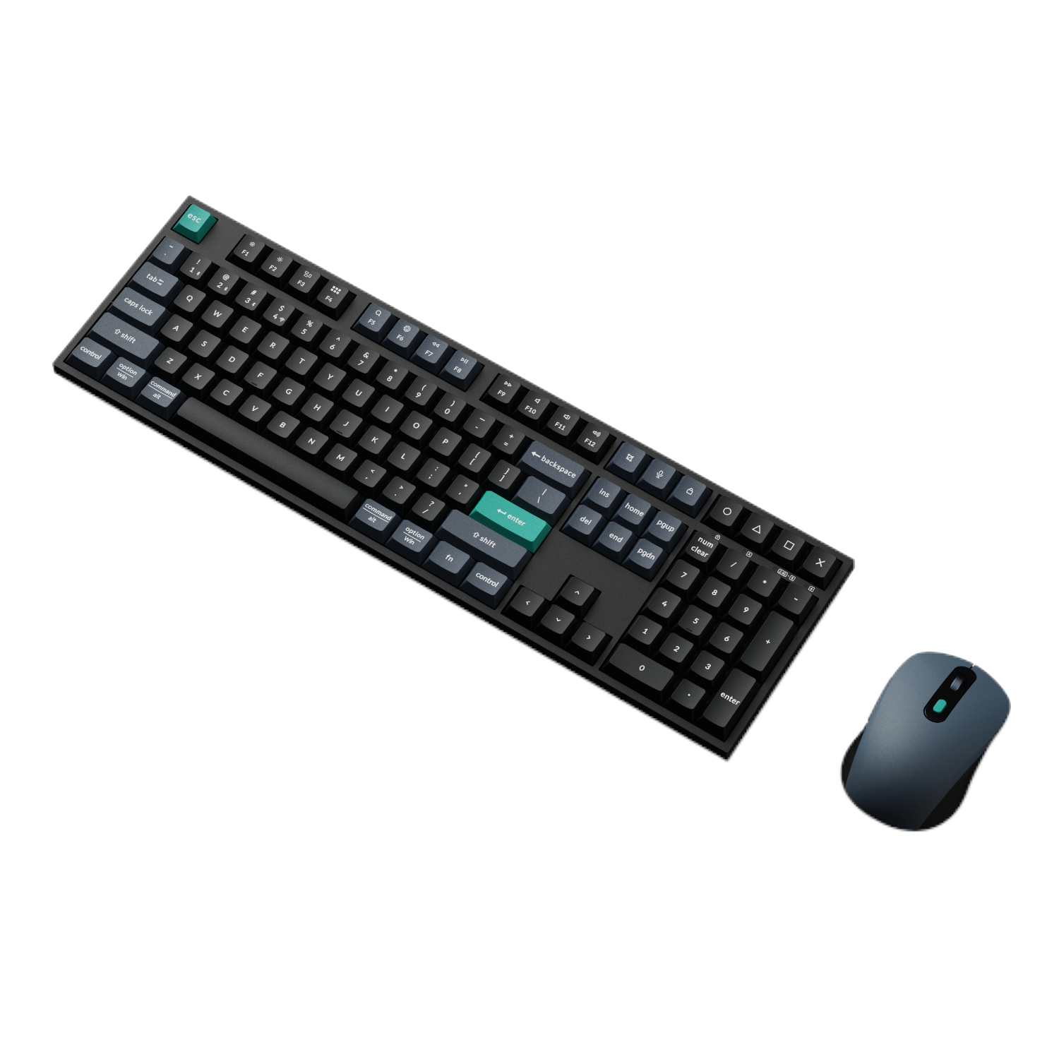 KCBD2_Keychron-B36-Wireless-Kbrd-Mse-Combo_01 Keychron B36 100% Layout Keyboard and BM25 Mouse Wireless Combo - Black Green - Image 1