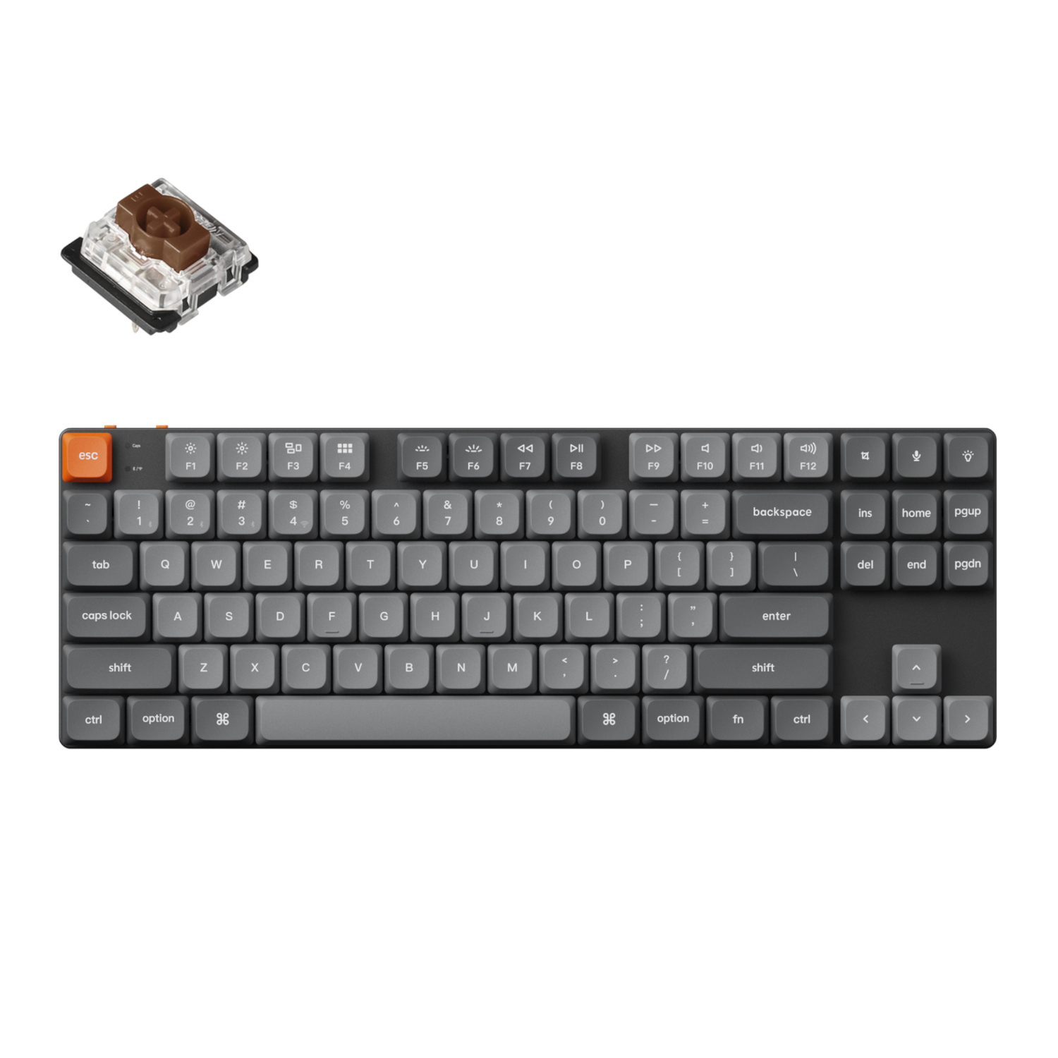 Keychron_K1M-H3_wr_01a Keychron K1 Max QMK/VIA TKL 80% Brown Hot-Swap RGB Low Profile Wireless Custom Mechanical Keyboard - Image 1