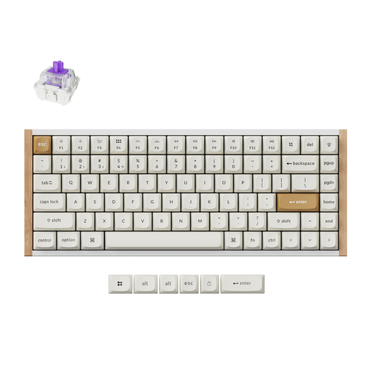 Keychron_K2H-Q1_wr_01a Keychron K2 HE 75% Magnetic Switch Hot-Swap Gateron Dbl-Rail Nebula Switch RGB Wireless Keyboard - White (Wood + Al) - Image 1
