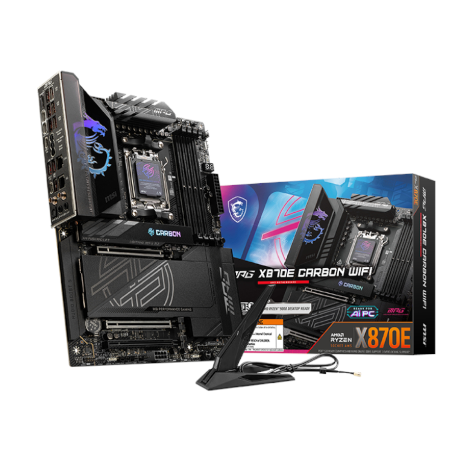 MSI_MPGX870ECARBONWIFI_wr_01a MSI MPG X870E CARBON WIFI AMD AM5 ATX Gaming Motherboard - Image 1