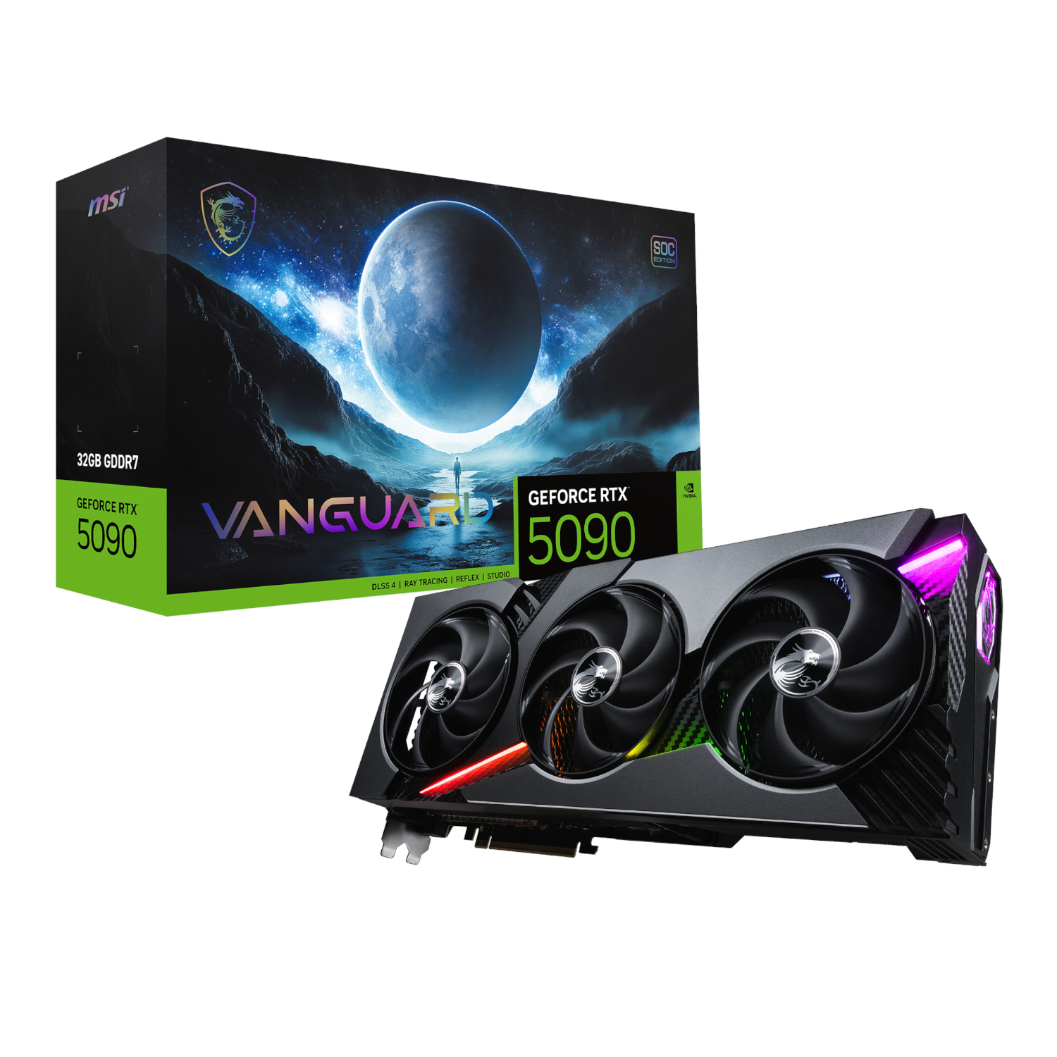MSI_RTX5090VANGUARDSOC32GB_wr_01a MSI Nvidia GeForce RTX 5090 VANGUARD SOC 32GB GDDR7 Graphics Card - Image 1
