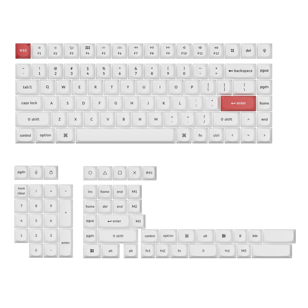 PBT-57_wr_01a Keychron double shot PBT OSA Full keycap set - Black on White - Image 1