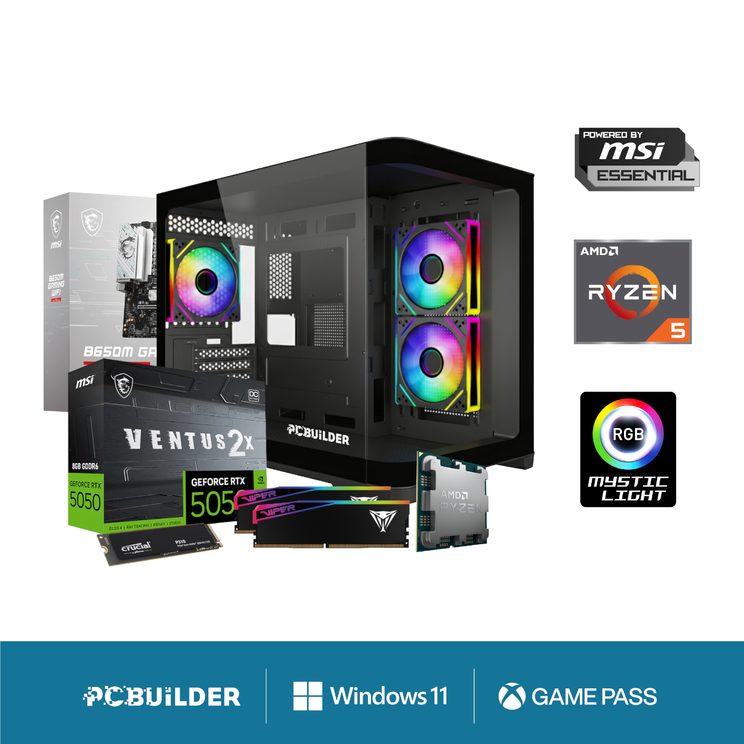 PCB_RECON_02_PCBuilder-Ryzen-5-8400F-RECON-Windows-11-Gaming-PC_wr_01b PCBuilder Ryzen 5 8400F RECON Windows 11 Gaming PC - Image 1