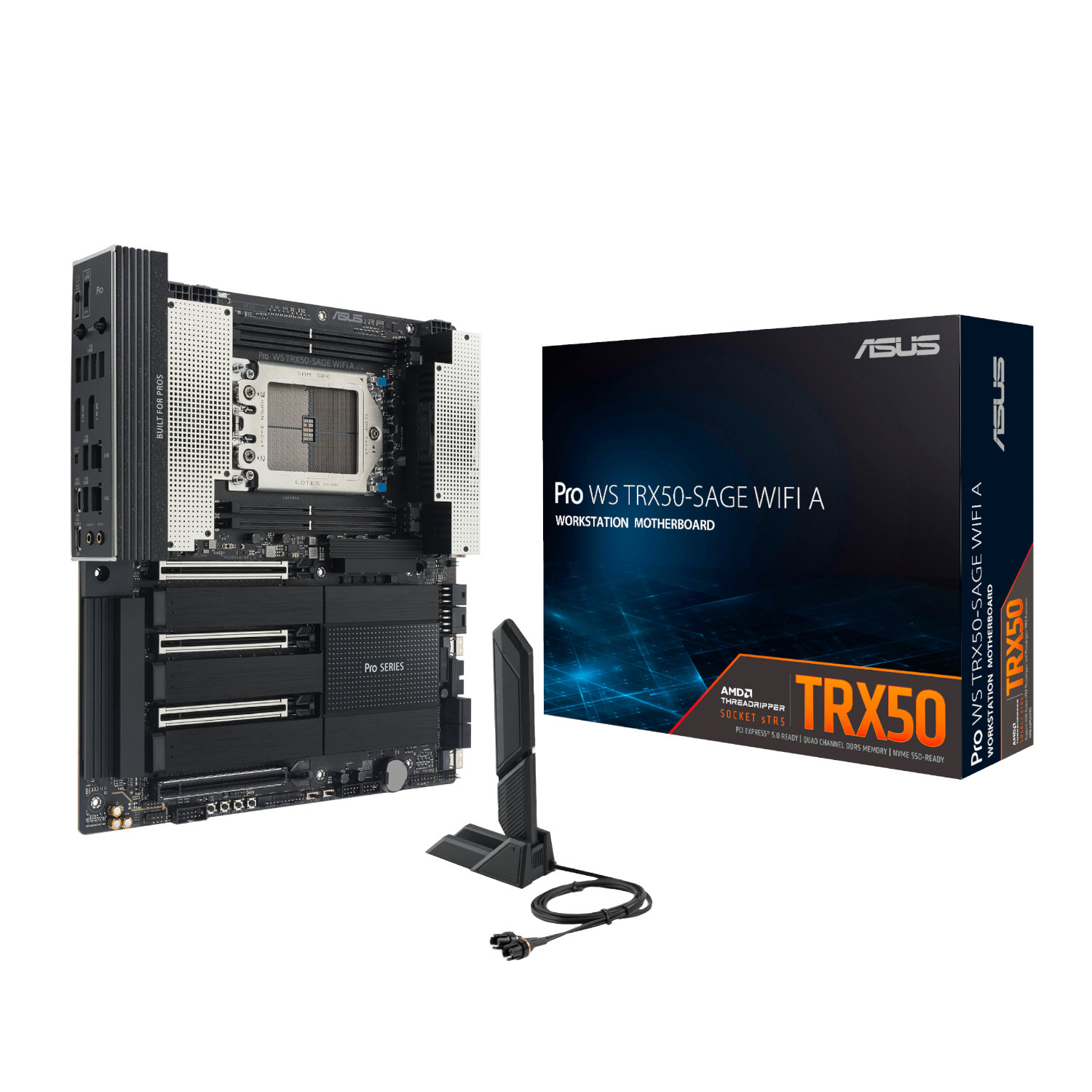 PROWSTRX50-SAGEWIFIA_Asus-Pro-WS-TRX50-SAGE-WIFI-A-sTR5-CEB-Motherboard_wr_01a ASUS PRO WS TRX50-SAGE WIFI A Workstation Motherboard - Image 1