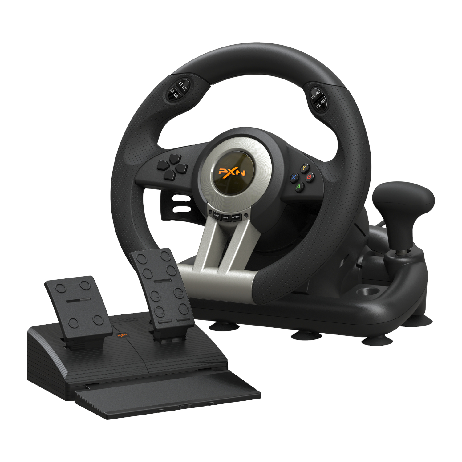 PXN_PXN-V3PRO_wr_01a PXN V3 Pro 180 degree vibration steering wheel with 2-pedals (black) - Image 1