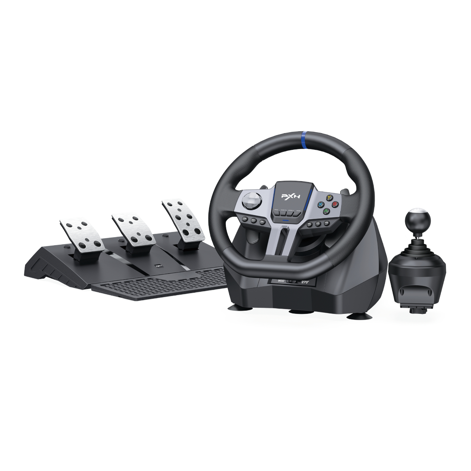 PXN_PXN-V9GEN2_wr_01a PXN V9 Gen2 270/900 degree vibration steering wheel with 3-pedals/6+R shifter - Image 1