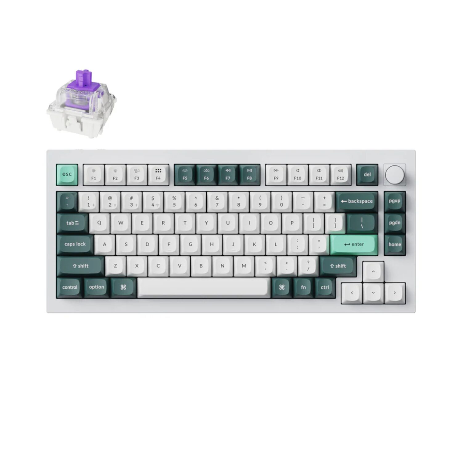 Q1H-M1-wr-01-1 Keychron Q1 HE 75% Full Assembled Magnetic Switch Hot-Swap Gateron DBL-Rail Nebula Switch RGB Wireless Keyboard - White - Image 1