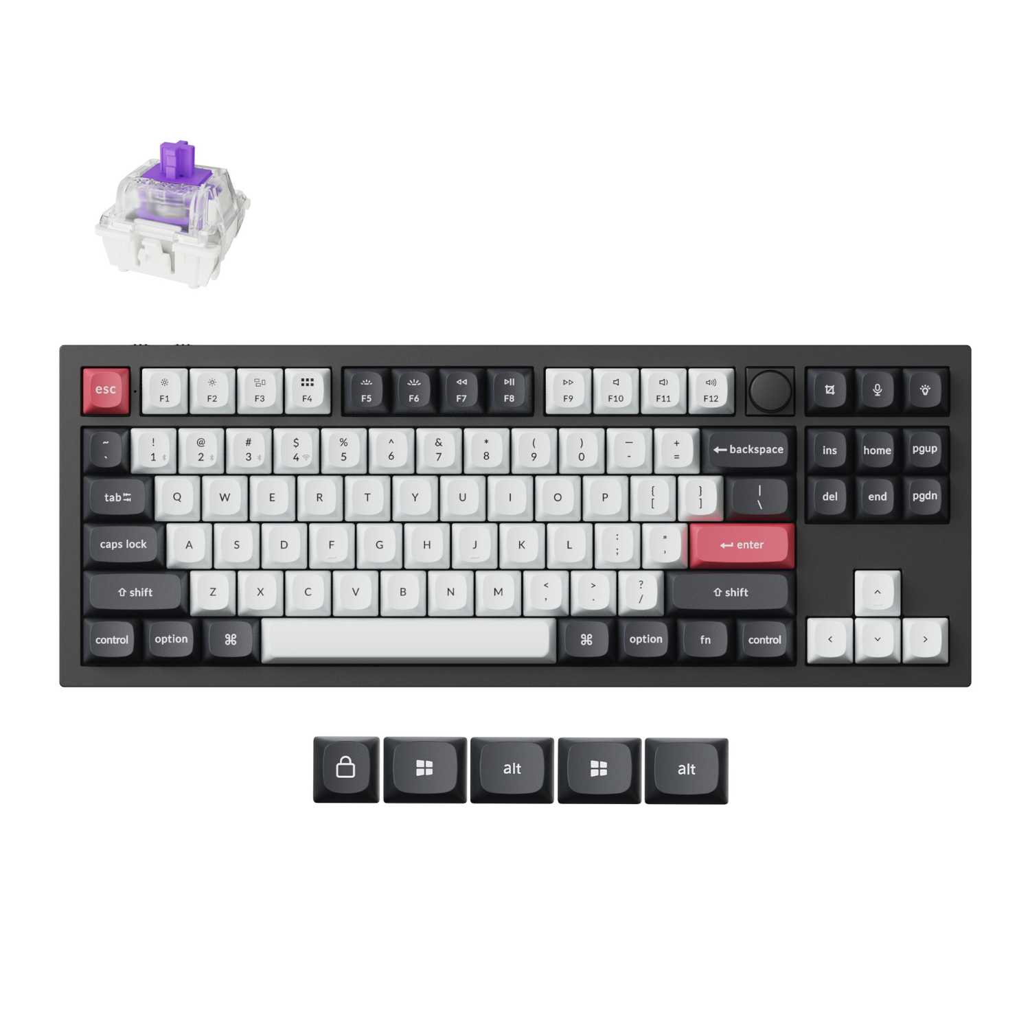 Q3H-M1_Keychron-Q3-HE-QMK-80-Wireless-Custom-Mechanical-Keyboard-Nebula-Switch-–-Carbon-Black_wr_01a keychron Q3 HE ANSI 80% TKL 87 Key Carbon BlackOSA Full Assembled Knob Magnetic Switch RGB Hot-Swap Gateron Double-Rail Magnetic Nebula Switch Wireless / Wired / 2.4GHz Normal Profile QMK Custom Keyboard - Image 1