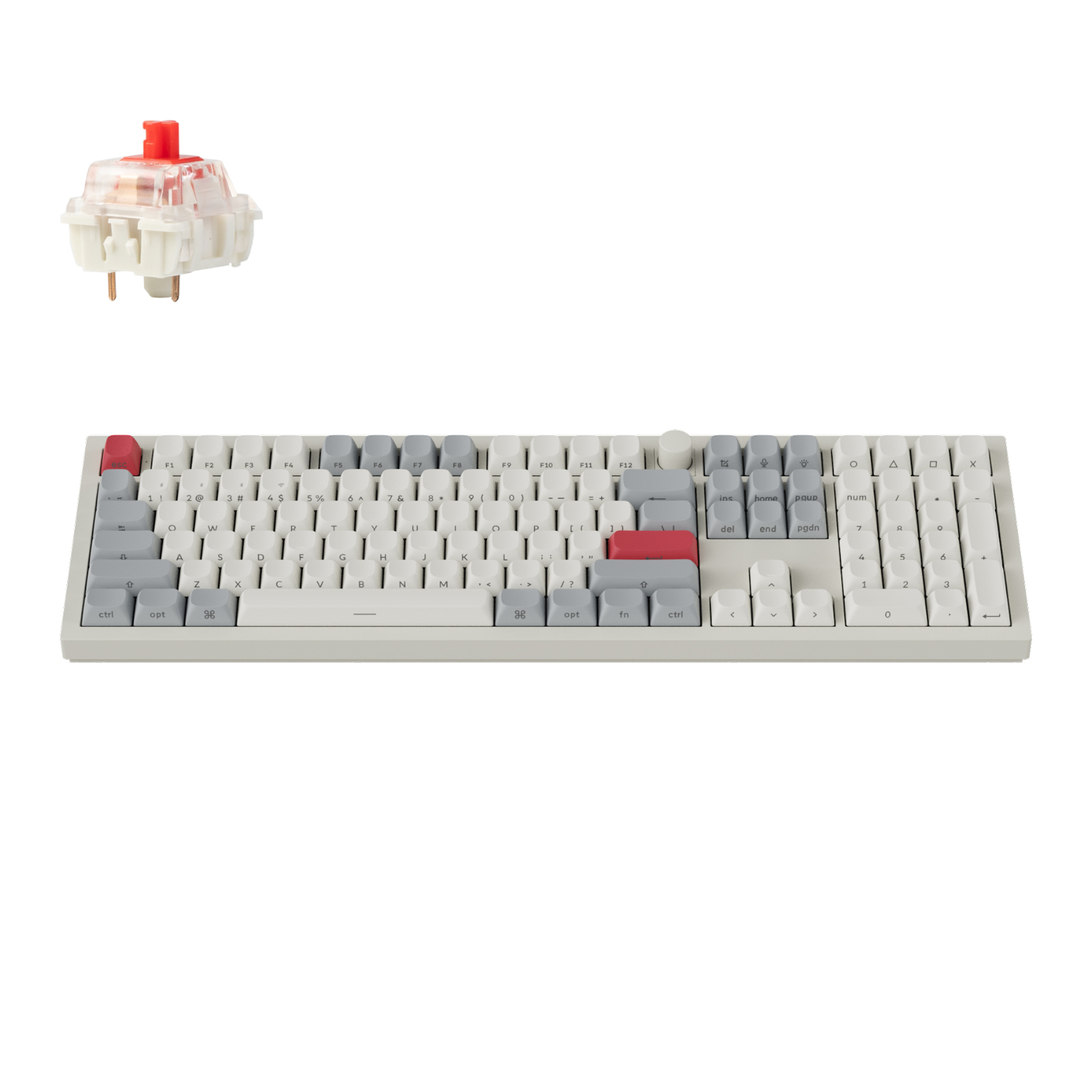 Q6M-P1S_Keychron-Q6-Max-QMK-VIA-Wireless-Custom-Mechanical-Keyboard-Gateron-Red-Jupiter-Switches-Shell-White_wr_01 Keychron Q6 Max ANSI Full Size 108 Key Shell White Full Assembled Knob Red RGB Hot-Swap Gateron Jupiter Switch BT/2.4GHz/Wired - Image 1