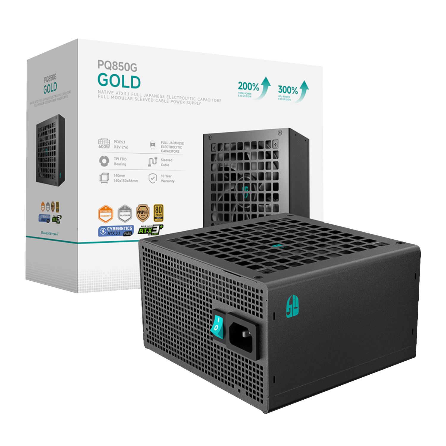 R-CH160-WHNGM0-G_DeepCool-PQ850G-Series-850W-80-PLUS-Gold-Modular-Power-Supply-Black_wr_01a DeepCool PQ850G 850W 80 PLUS GOLD Fully Modular Power Supply - Image 1