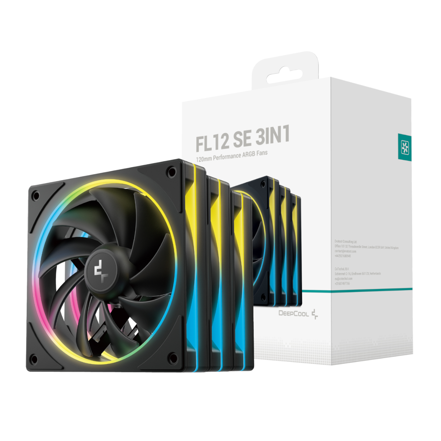 R-FL12SE-BKAPN3-G_DeepCool-FL12-SE-3-in-1-ARGB-Fan-Pack-Black_wr_01a DeepCool FL12 SE 120 ARGB 3PACK Case Fan Black - Image 1