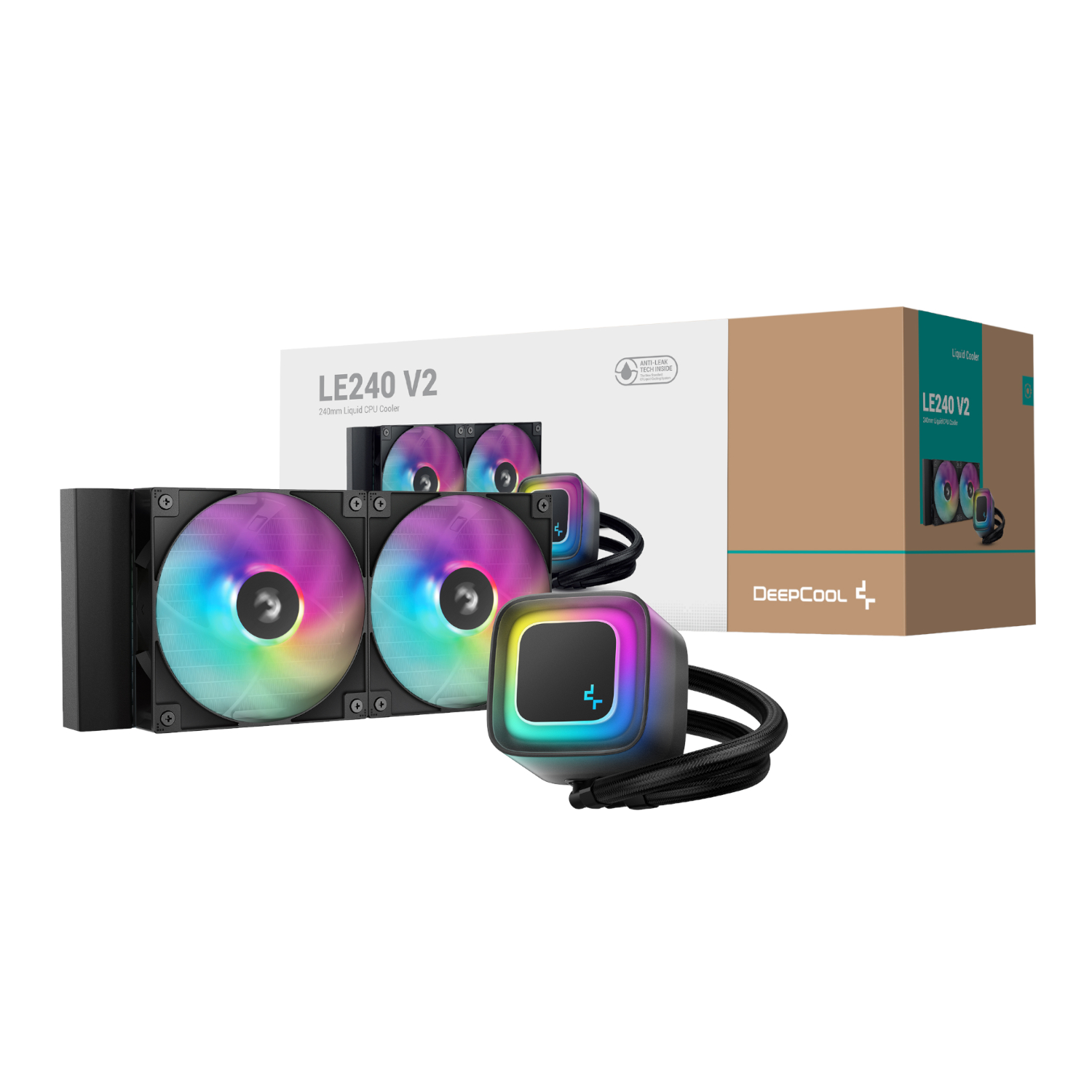 R-LE240-BKAMMC-G-2_DeepCool-LE240-V2-240mm-ARGB-AIO-CPU-Liquid-Cooler-Black_wr_01 DeepCool LE240 V2 240 ARGB Liquid Cooler Black - Image 1