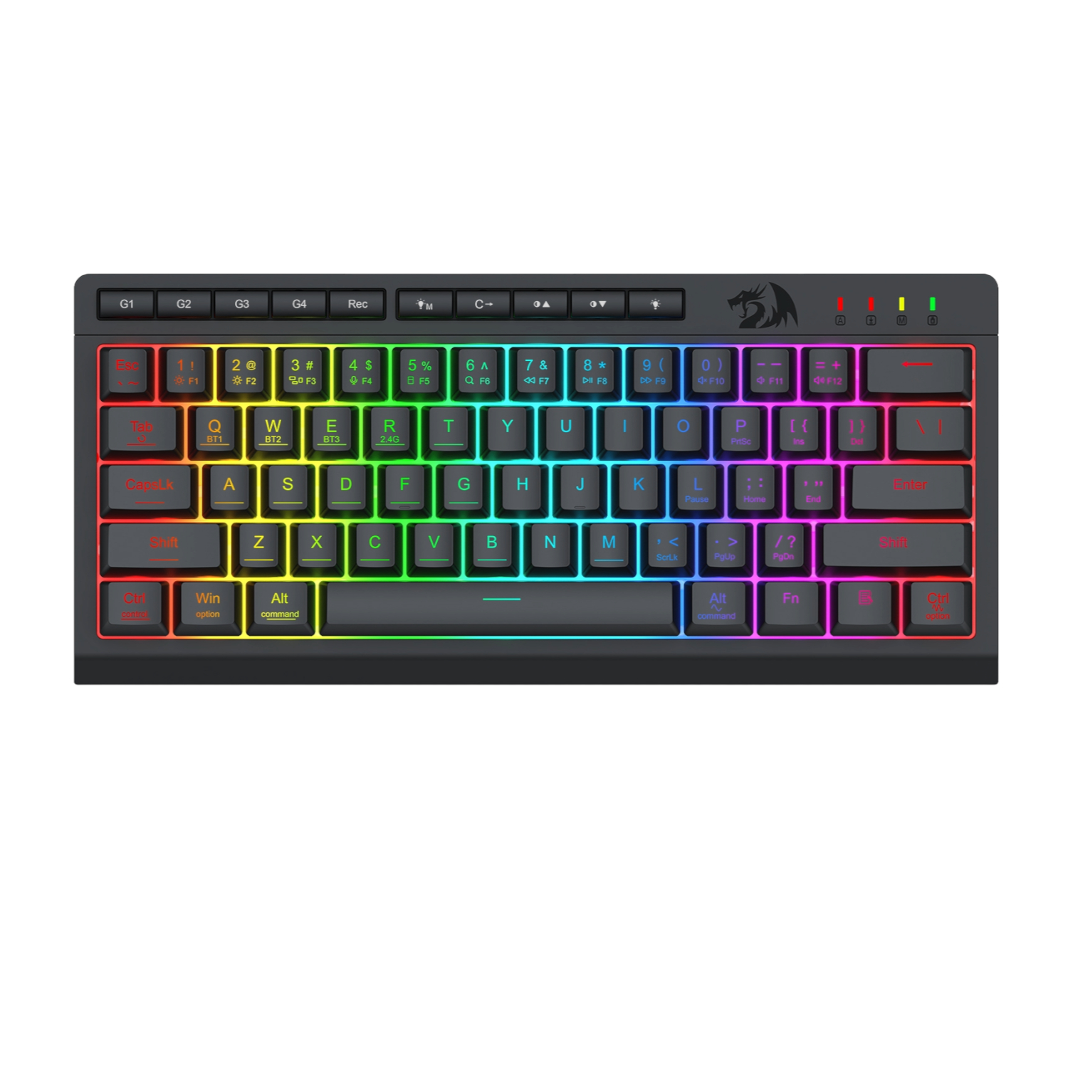 RD-K522RGB-PRO_Redragon-SHIVA-K522-PRO-RGB-Wireless-Gaming-Keyboard-Black_Main Redragon SHIVA 61 PRO Wired 2.4G Bluetooth Keyboard - Black - Image 1