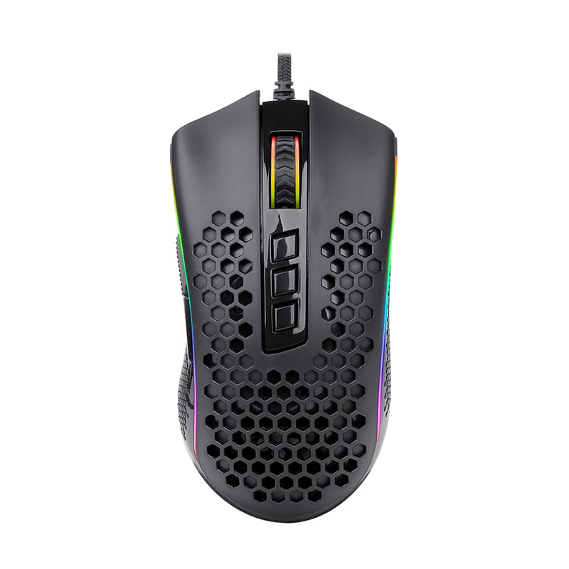 RD-M808-RGB_wr_01 REDRAGON STORM 12400DPI 7 Buttons|Ergonomic Design|P3327 Optical Sensor|Lightweight Body|RGB Backlit gaming Mouse - Black - Image 1