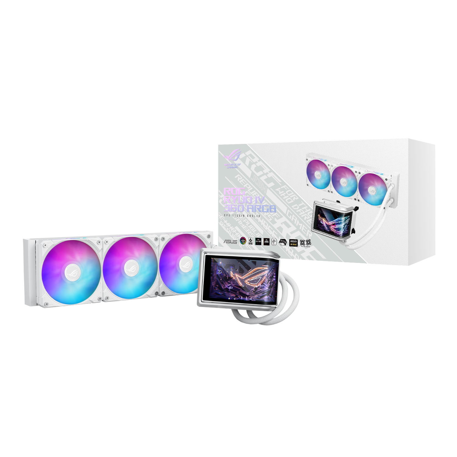 ROGRYUOIV360ARGB-WH_ASUS-ROG-RYUO-IV-360-ARGB-Liquid-CPU-Cooler-White_wr_01a ASUS ROG RYUO IV 360 ARGB AIO Liquid CPU Cooler WH - Image 1