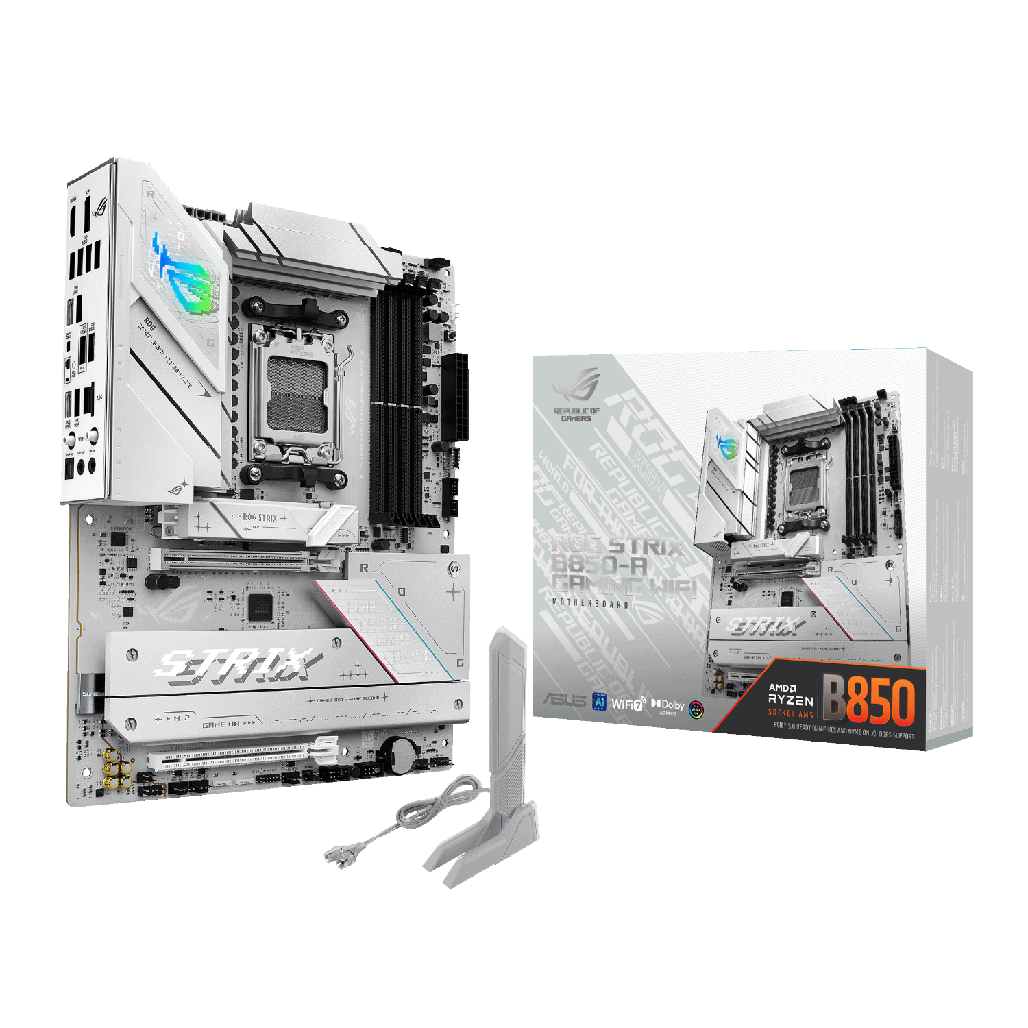 ROGSTRIXB850-AGAMINGWIFI_Asus-ROG-Strix-B850-A-Gaming-Wi-Fi-AM5-ATX-Motherboard-White_wr_01 ASUS ROG STRIX B850-A Gaming AM5 ATX Gaming Motherboard - Image 1