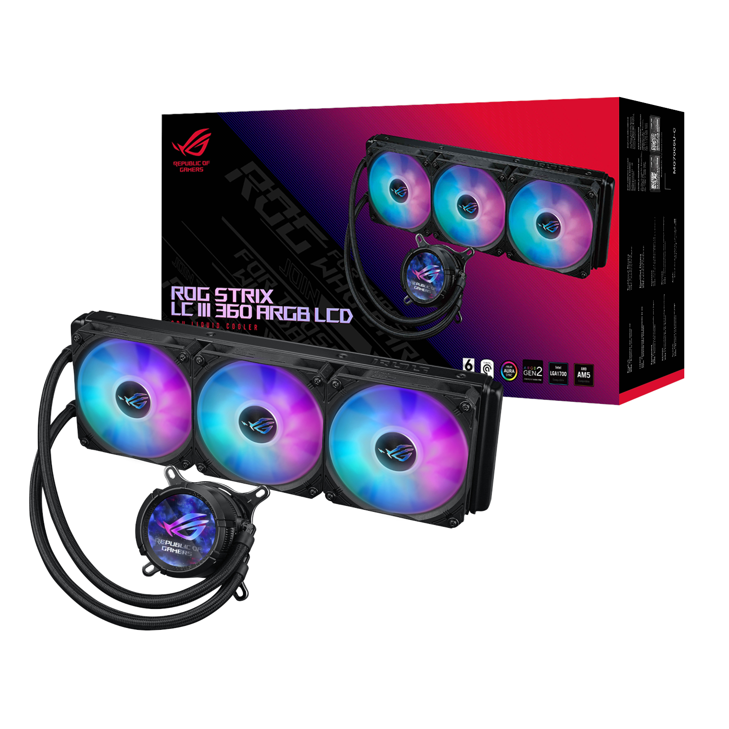 ROGSTRIXLCIII360ARGBLCD_Asus-ROG-STRIX-LC-III-360-ARGB-LCD-All-in-one-CPU-Liquid-Cooler-Black_wr_01a ASUS ROG STRIX III 360MM LCD ARGB AIO Liquid CPU Cooler - Image 1