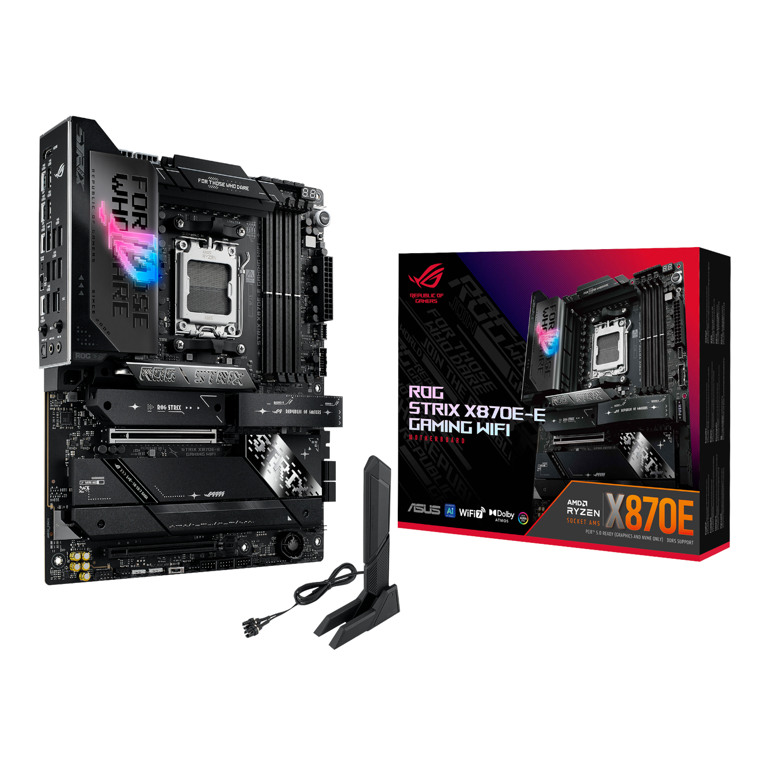 ROGSTRIXX870E-EGAMINGWIFI_Asus-ROG-STRIX-X870E-E-GAMING-WIFI-Motherboard-Black_wr_01a ASUS ROG STRIX X870E-E Gaming AM5 ATX Gaming Motherboard - Image 1