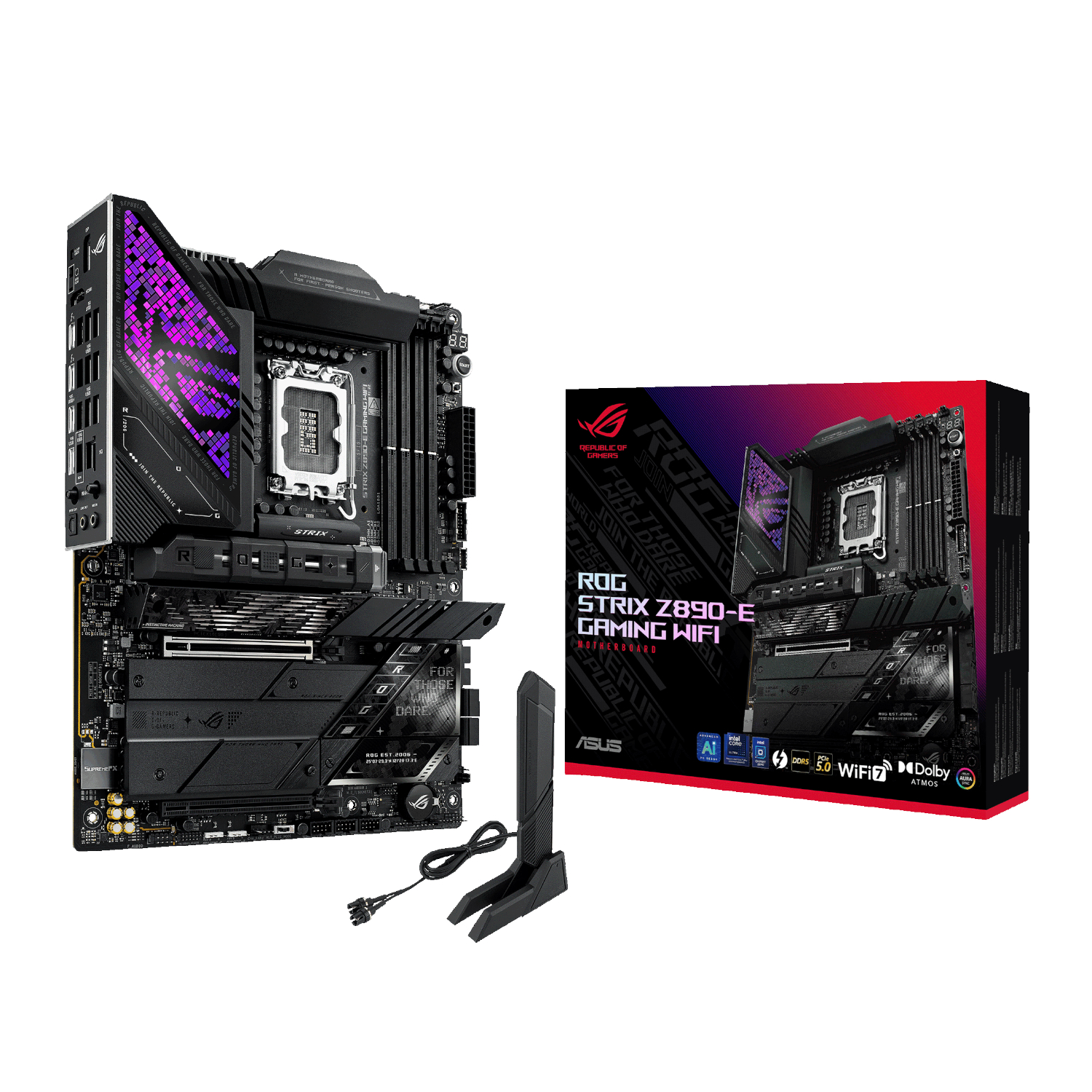 ROGSTRIXZ890-EGAMINGWIFI_Asus-ROG-Strix-Z890-E-Gaming-WIFI-Intel-LGA1851-ATX-Gaming-Motherboard-Black_wr_01 ASUS ROG STRIX Z890-E Gaming WIFI ATX Gaming Motherboard - Image 1