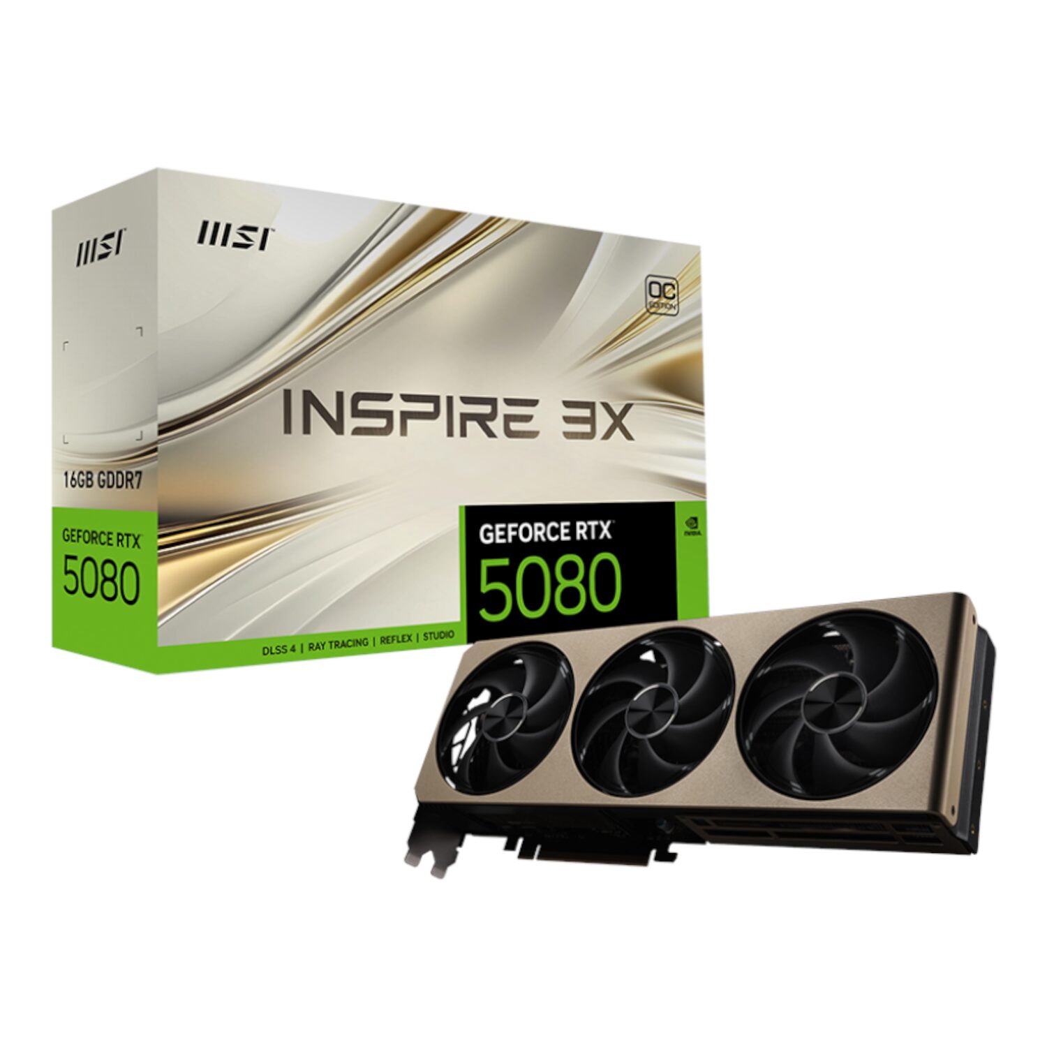 RTX5080INSPIRE3XOC16GB-WR-01 MSI Nvidia GeForce RTX 5080 Inspire 3X OC 16GB GDDR7 Graphics Card - Image 1