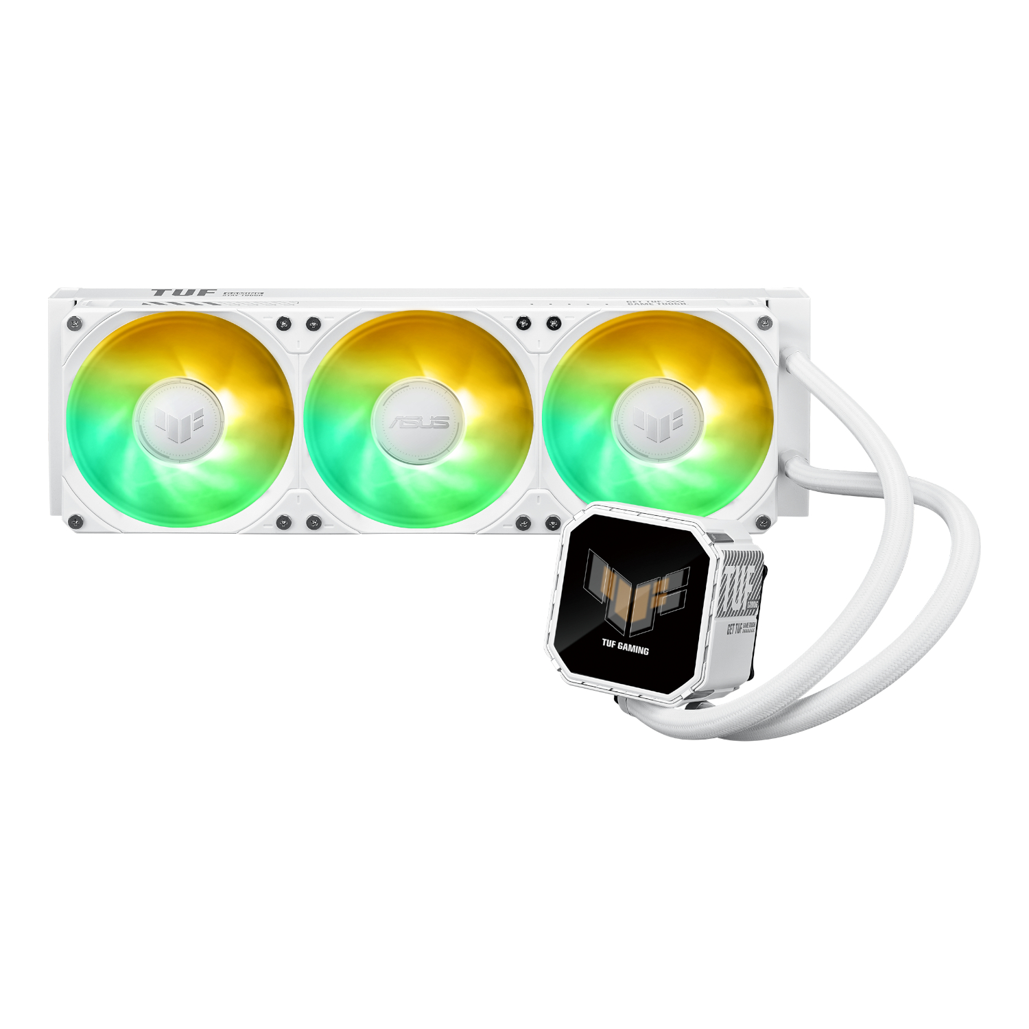 TUFGAMINGLCIII360ARGBLCDW_ASUS-TUF-Gaming-LC-III-360-ARGB-CPU-Liquid-Cooler-White_wr_01a ASUS TUF GAMING 360MM LCD ARGB AIO Liquid CPU Cooler - WHT - Image 1