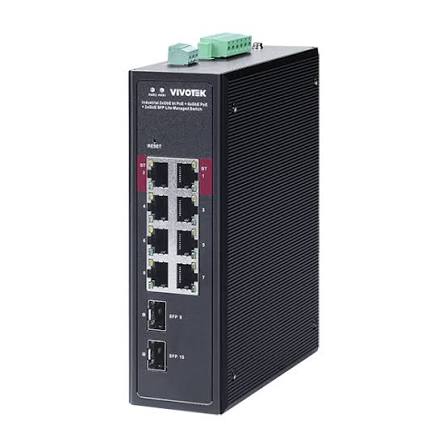 VIVOTEK-AW-IHB-1040 VIVOTEK Industrial 2xGbE bt 90W + 6xGbE at 30W + 2xGbE SFP Lite Managed Switch - Image 1