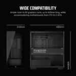 Corsair 3500X Tempered Glass Mid-Tower PC Case 2x 2.5" Drive Bays, 2x 3.5" Drive Bays Fan layout: Top 3x 120mm/2x 140mm, Rear 1x 120mm/140mm, Side 3x 120mm, 2x 140mm, Bottom 3x 120mm; 1x 140mm 2x USB 3.2 Gen1 Type-A, 1x USB 3.2 Gen2 Type-C Colour: Black Mini-ITX, Micro-ATX, ATX, EATX