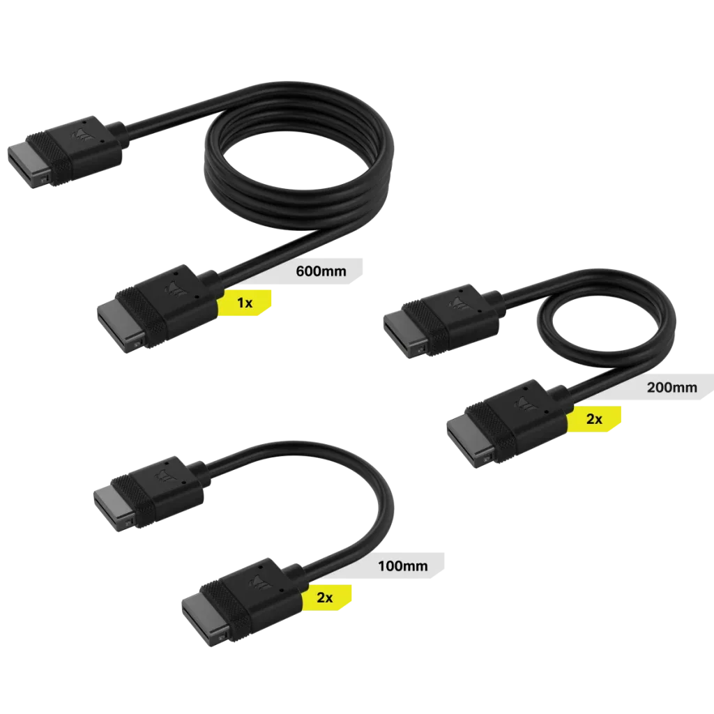 ae79a9f2bce6dcacbb0884cb21390656 Corsair iCUE LINK Cable Kit with Straight connectors; Black - Image 1