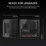 AIR 5400 RS-R ARGB Triple Chamber Mid-Tower PC Case 2x 2.5" , 1x 3.5" Drive Bays Fan layout: Front: 3x120mm, Rear 1x 120mm, Bottom: 3x 120mm (Incl), Top 3x120mm (1x) USB 3.2 Gen 2x2 Type-C, (2x) USB 3.2 Gen 1 Type-C, (1x) Audio in/out Mini-ITX, Micro-ATX, ATX, E-ATX Colour: Black - Image 5