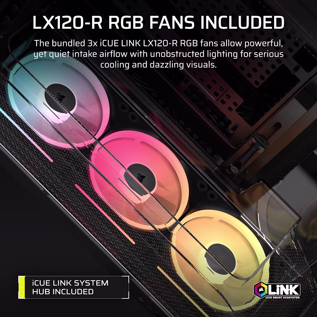 Corsair AIR 5400 LX-R E-ATX | ATX | MATX | ITX Triple Chamber Mid Tower iCUE Link ARGB Gaming Chassis - Black