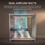 AIR 5400 LX-R RGB iCUE LINK Triple Chamber Mid-Tower PC Case 2x 2.5" , 1x 3.5" Drive Bays Fan layout: Front: 3x120mm, Rear 1x 120mm, Bottom: 3x 120mm (incl), Top 3x120mm (1x) USB 3.2 Gen 2x2 Type-C, (2x) USB 3.2 Gen 1 Type-C, (1x) Audio in/out Mini-ITX, Micro-ATX, ATX, E-ATX Colour: White - Image 8