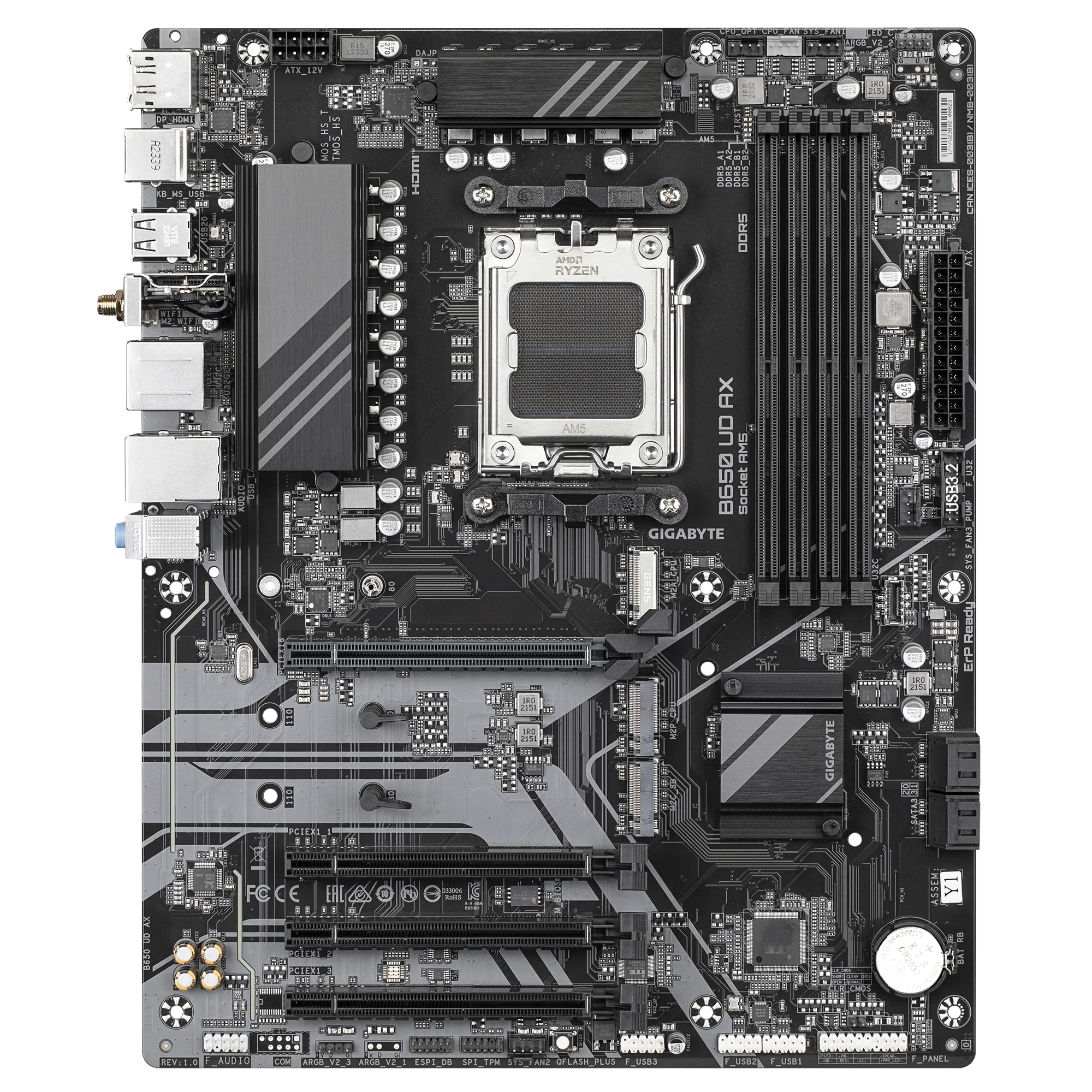 b650-ud-ax-02_oa2j GIGABYTE AMD B650 UD for AMD AM5; 4x Dual DDR5; 3x M2; HDMI; DP. - Image 1