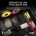 Corsair Titan 360mm RX iCUE RGB CPU Liquid Cooler Black - Image 4