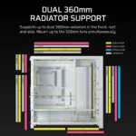 FRAME 5000D RS Mid-Tower PC Case 2x 2.5" , 1x 3.5" Drive Bays Fan layout: Radiator tray 3x 120mm (Incl) /2x 140mm, Rear 1x 120mm (Incl)/1x140mm, Bottom: 3x 120mm/1x120mm, Top 3x120mm/2x140mm (1x) USB 3.2 Gen 2 Type-C, (4x) USB 3.2 Gen 1 Type-A, (1x) Audio in/out Mini-ITX, Micro-ATX, ATX, E-ATX Colour: White - Image 6
