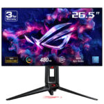 ASUS ROG Swift OLED PG27AQDP gaming monitor ? 27-inch (26.5-inch viewable) WOLED panel; 480 Hz (above 360Hz); 0.03 ms (GTG); G-S
