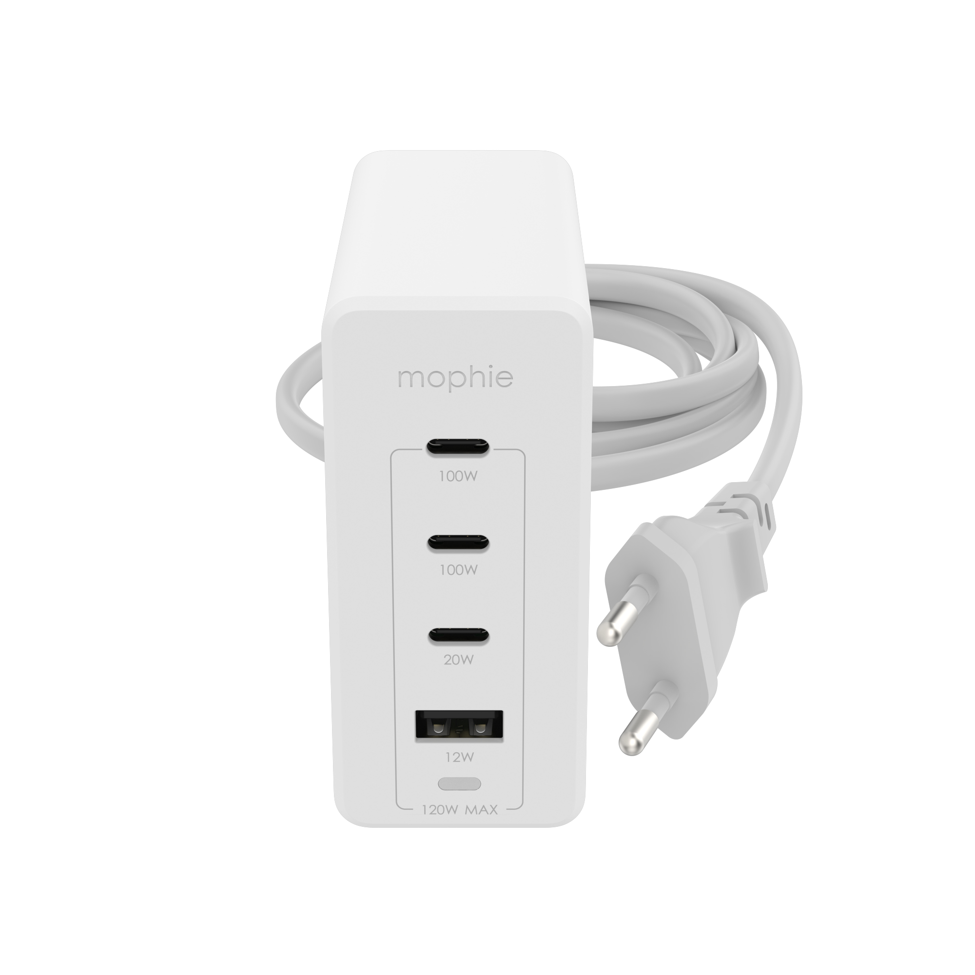 mophie-Wall Adapter-USB-C-PD-HUB-120W-GAN-White-EU(3xUSBC + 1xUSBA) mophie-Wall Adapter-USB-C-PD-HUB-120W-GAN-White-EU(3xUSBC + 1xUSBA) - Image 1